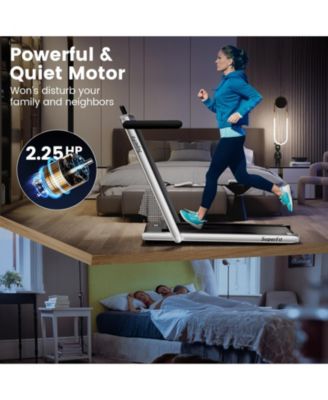 2 in 1 Under Desk Treadmill, 2.25HP Superfit Folding Treadmill with Touch Panel Control, App Control, Remote Control, Bluetooth Speaker, Foldable Walking Treadmills for Home Office
