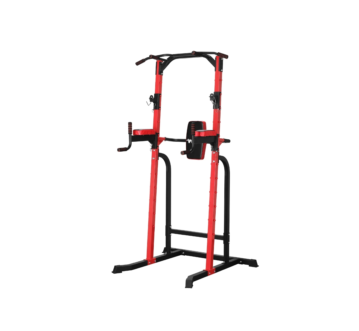 Pull Up Bar Dip Bar Power Tower Workout Dip Station Height - Red
