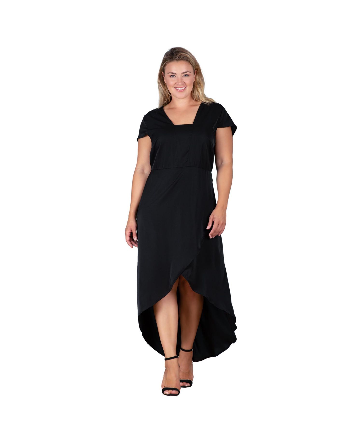 Plus Size Cap Sleeve High-Low Tulip Dress