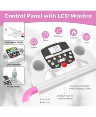 Foldable Treadmill, Freestanding Easy Assembly Folding Treadmill with 12 Preset Programs, LCD Monitor, Built-in Wheels & Pulse Sensor, Portable Compact Running Machine for Small Space