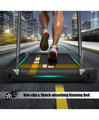 2 in 1 Folding Treadmill with Dual Display, 2.25HP Superfit Under Desk Electric Pad Treadmill, Installation-Free, Blue Tooth Speaker, APP Control, Remote Control, Walking Jogging for Home