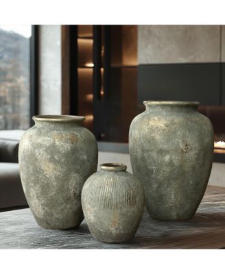 Rustic Gold and Brown Terracotta 8.7-Inch Tall Bud Vase