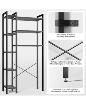Over The Toilet Storage with 8-Titer Shelf, Mass-Storage Side Storage Open Rack