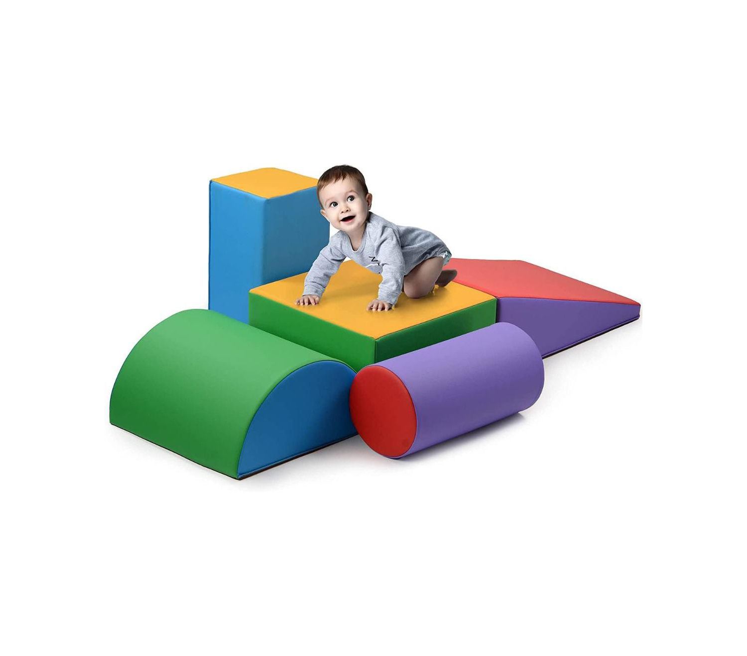 Play22usa Climb And Crawl Activity Play Set - 5 Piece Soft Zone Climbing Blocks Lightweight Foam Shape Toy