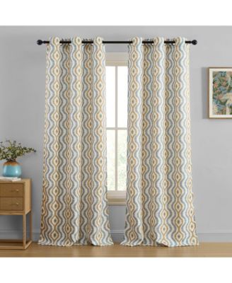 Tanner Ogee Ikatt Damask Patterned Window Grommet Curtains Bedroom - Light Blocking Darkening Window Panels, Set of 2 (Taupe/Grey, 37 W x 96 L)