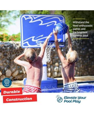 Pool Basketball Hoop 33”x25”x54” – Revolutionary Water Base and Storage System, Large Backboard, Pool Toys Basketball Game with 4 Adjustable Height, 2 Balls & Air Pump for Swimming Pool