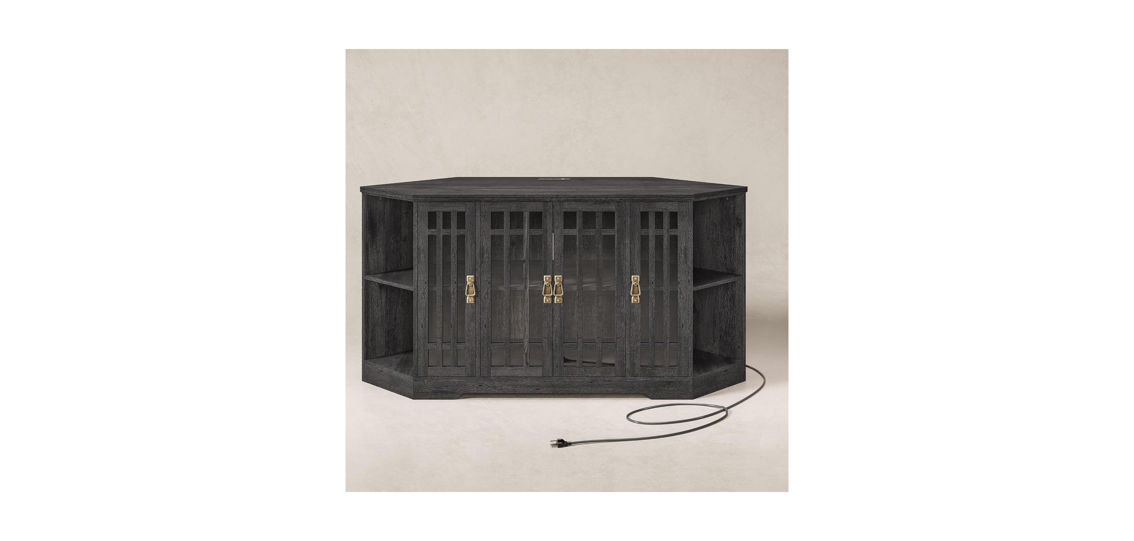 Corner Tv Stand for TVs up to 60 Inch with Power Outlet
