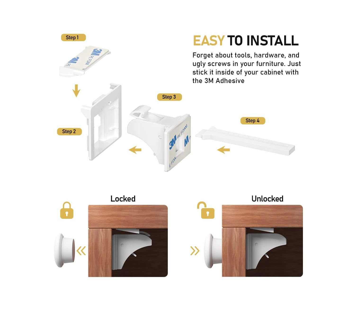 Toddler Proof Me | Magnetic Safety Lock Kit (36 Locks + 9 Keys)