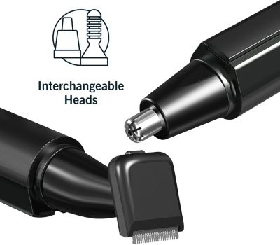 Nose, Ear and Facial Hair Groomer with Stand, Interchangeable Heads