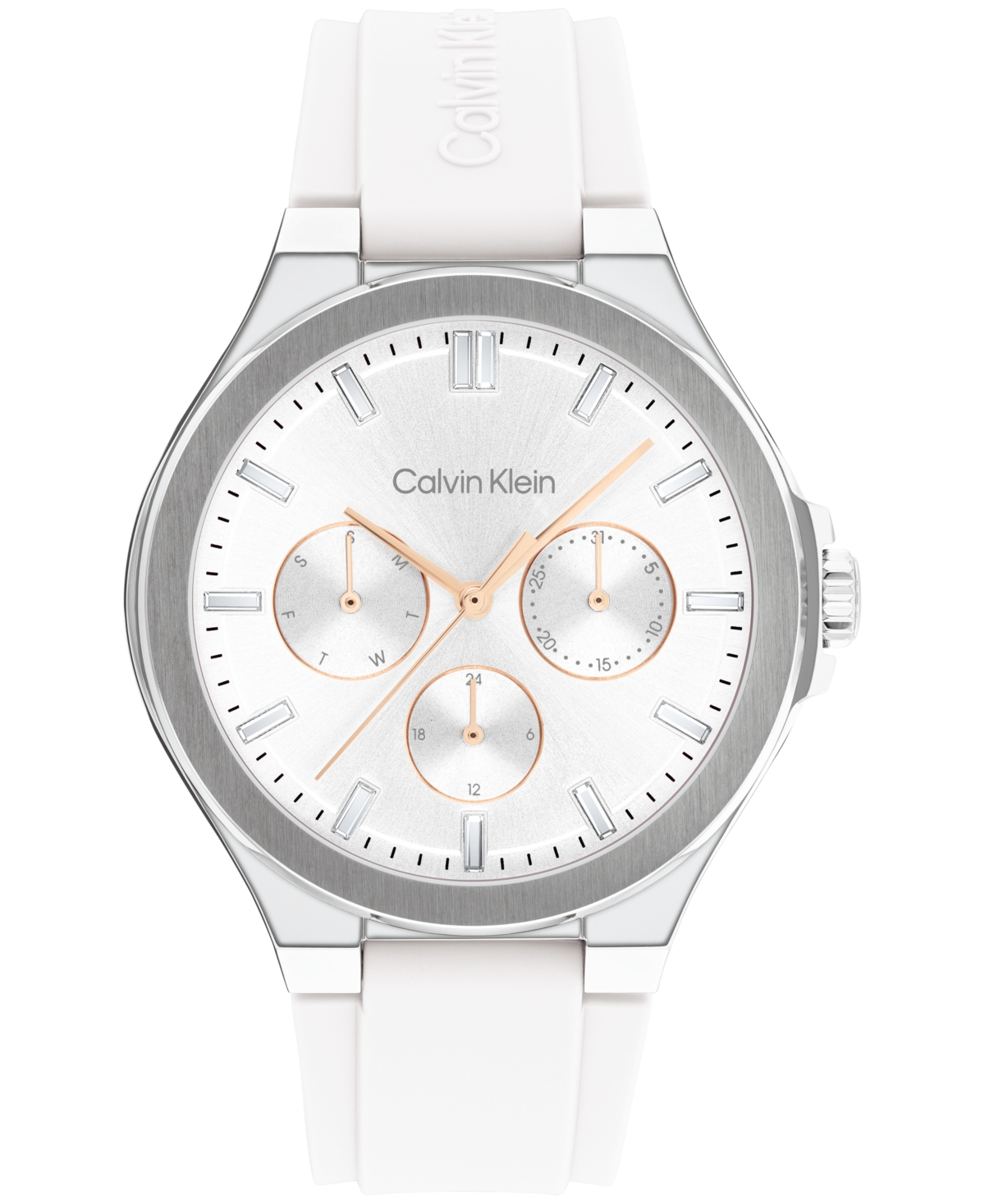 Calvin Klein Women's Vibrancy White Silicone Strap Watch, 38mm In White
