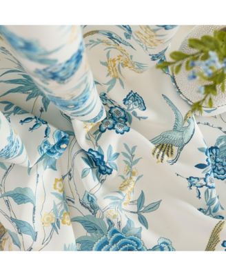 Scarlet Floral & Birds Patterned Back Tab Rod Pocket - Light Blocking Darkening Window Panels, Set of 2 (Grey, 52 W x 84 L)