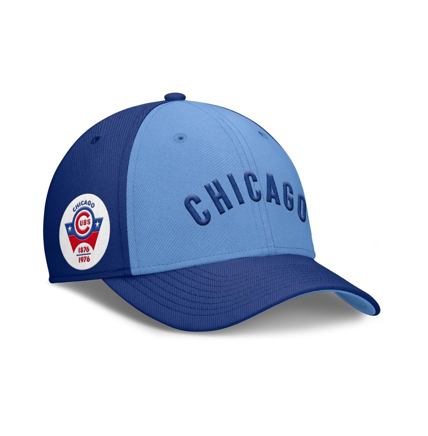 Мужская кепка Nike Royal/Light Blue Chicago Cubs Rise Swoosh Performance Flex Hat — фото 1