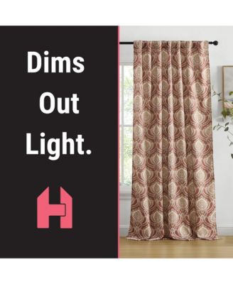 Messina Paisley Damask Patterned Back Tab Rod Pocket Curtains - Light Blocking Darkening Window Panels, Set of 2 (Spice Red, 52 W x 84 L)