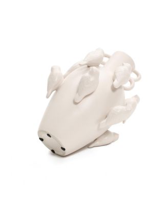 Classic White Ceramic Modern Birds 14.4-Inch Tall Vase