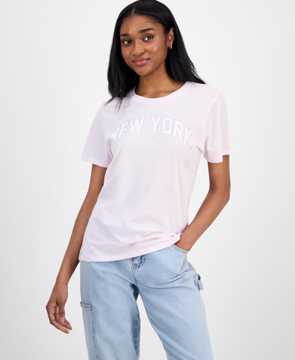 Juniors' Rhinestone New York Graphic T-Shirt - Tender Touch