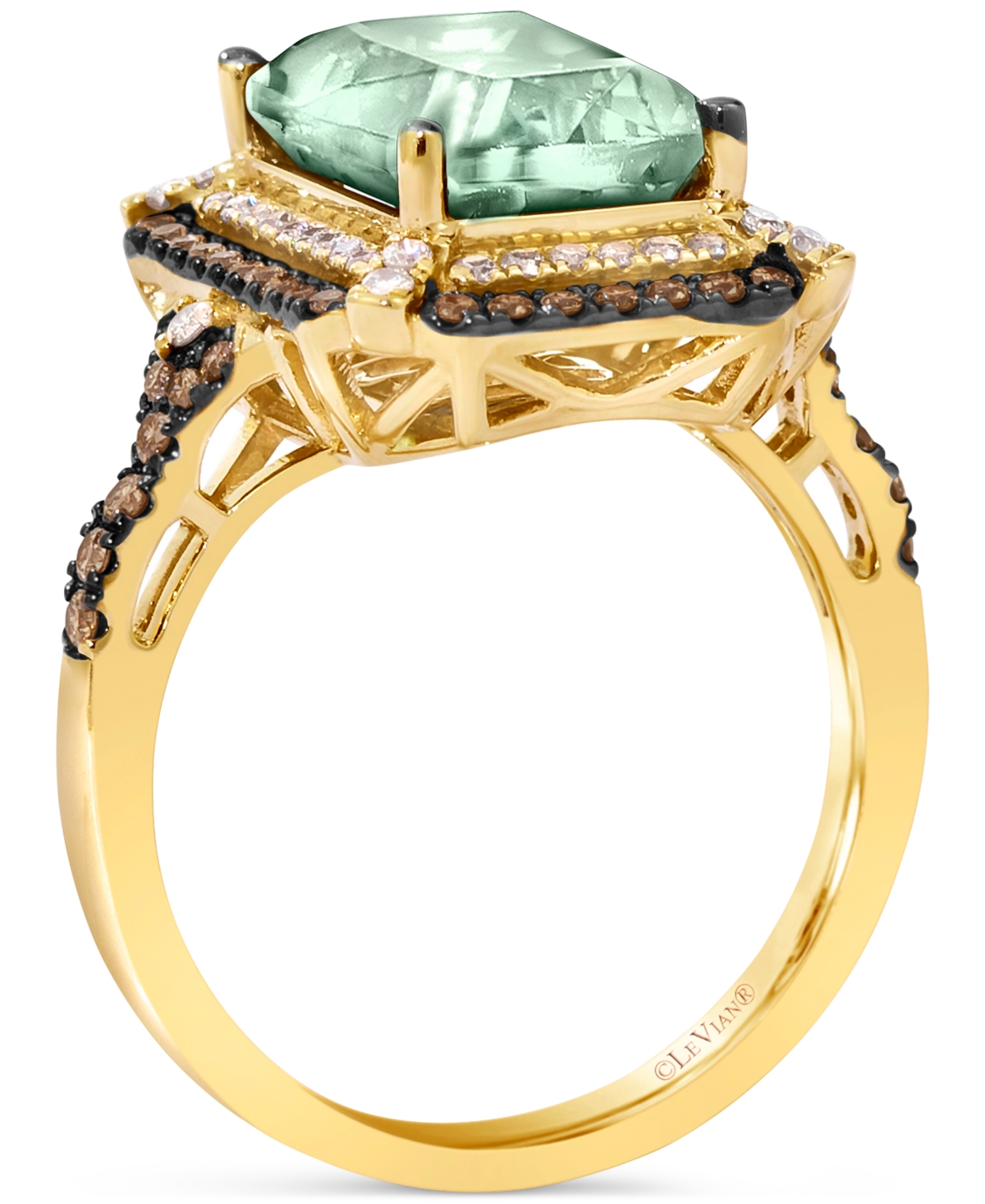 Le Vian Deep Sea Blue Topaz (3-7/8 Ct. T.w.) & Diamond (5/8 Ct. T.w.) Double Halo Ring In 14k Rose Gold (als In Green Quartz,yellow Gold