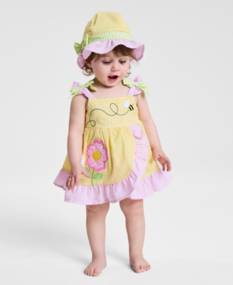 Детские Blueberi Boulevard Baby Girls' Embroidered Dress with Hat