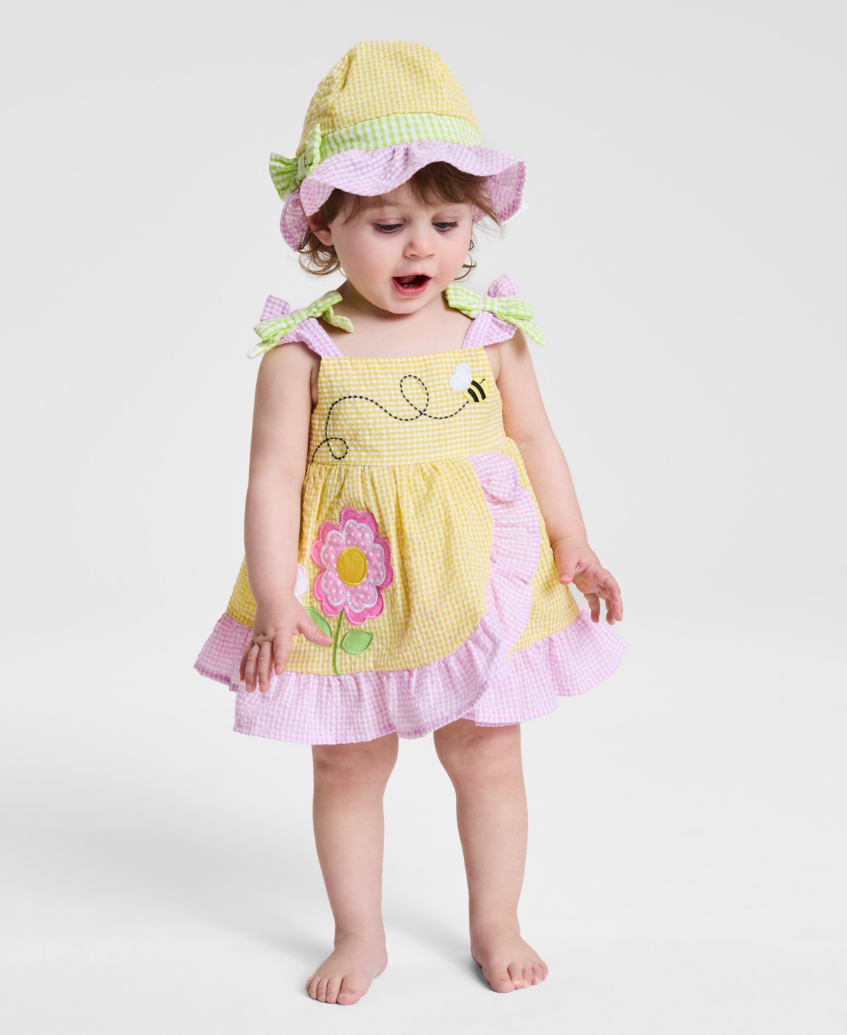 Детские Blueberi Boulevard Baby Girls' Embroidered Dress with Hat — фото 1
