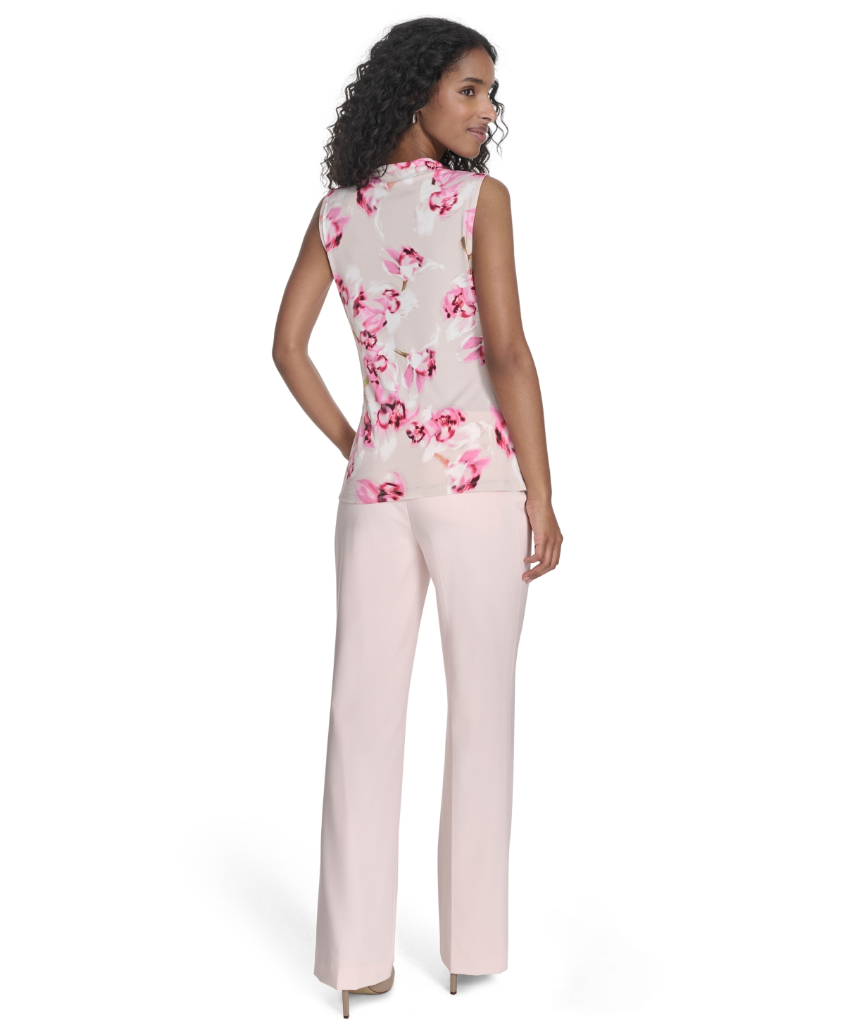 CALVIN KLEIN WOMEN'S PRINTED MOCK NECK SLEEVELESS TOP 