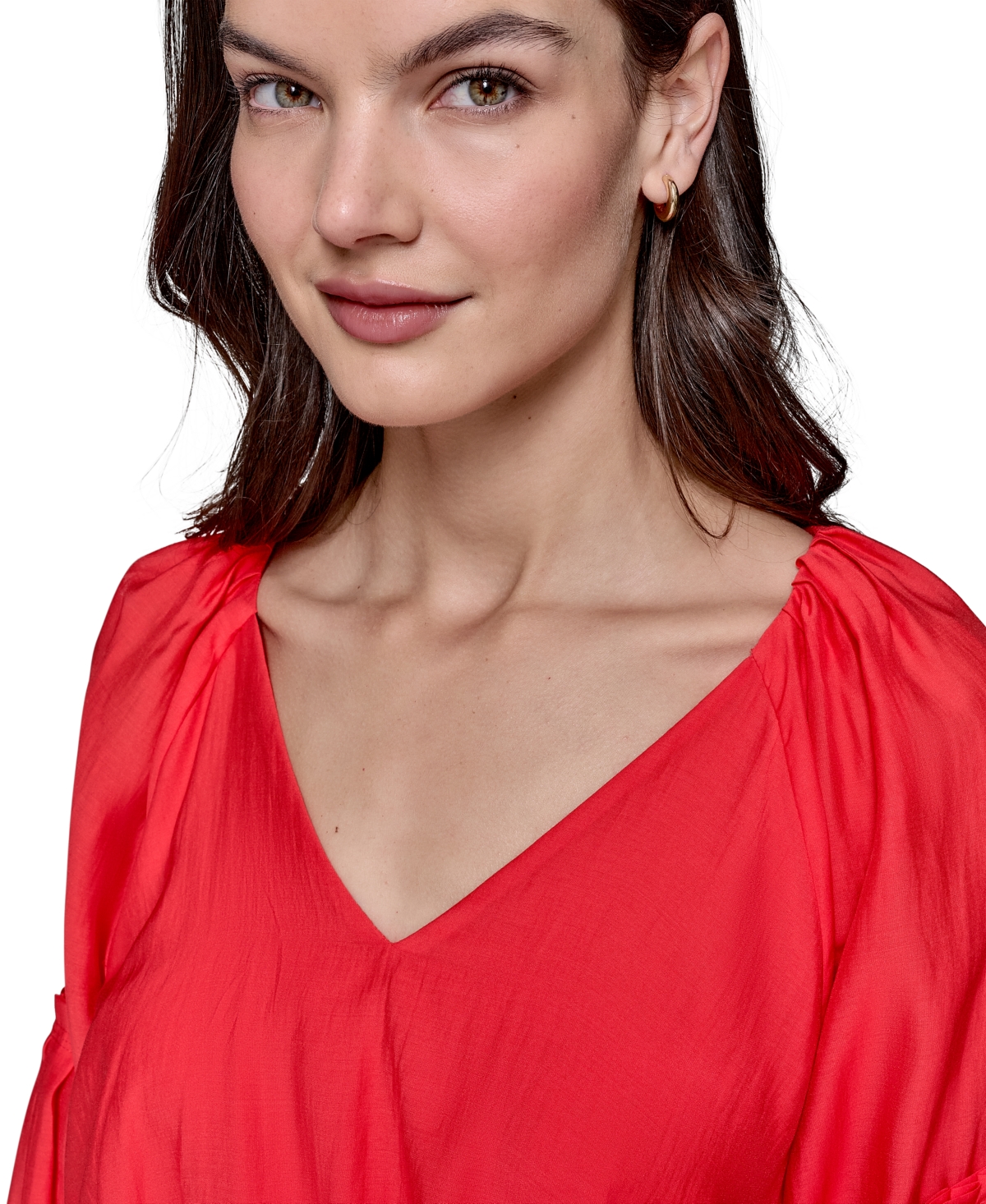 Shop Karl Lagerfeld Women's Tiered-sleeve Peplum Top In Apple