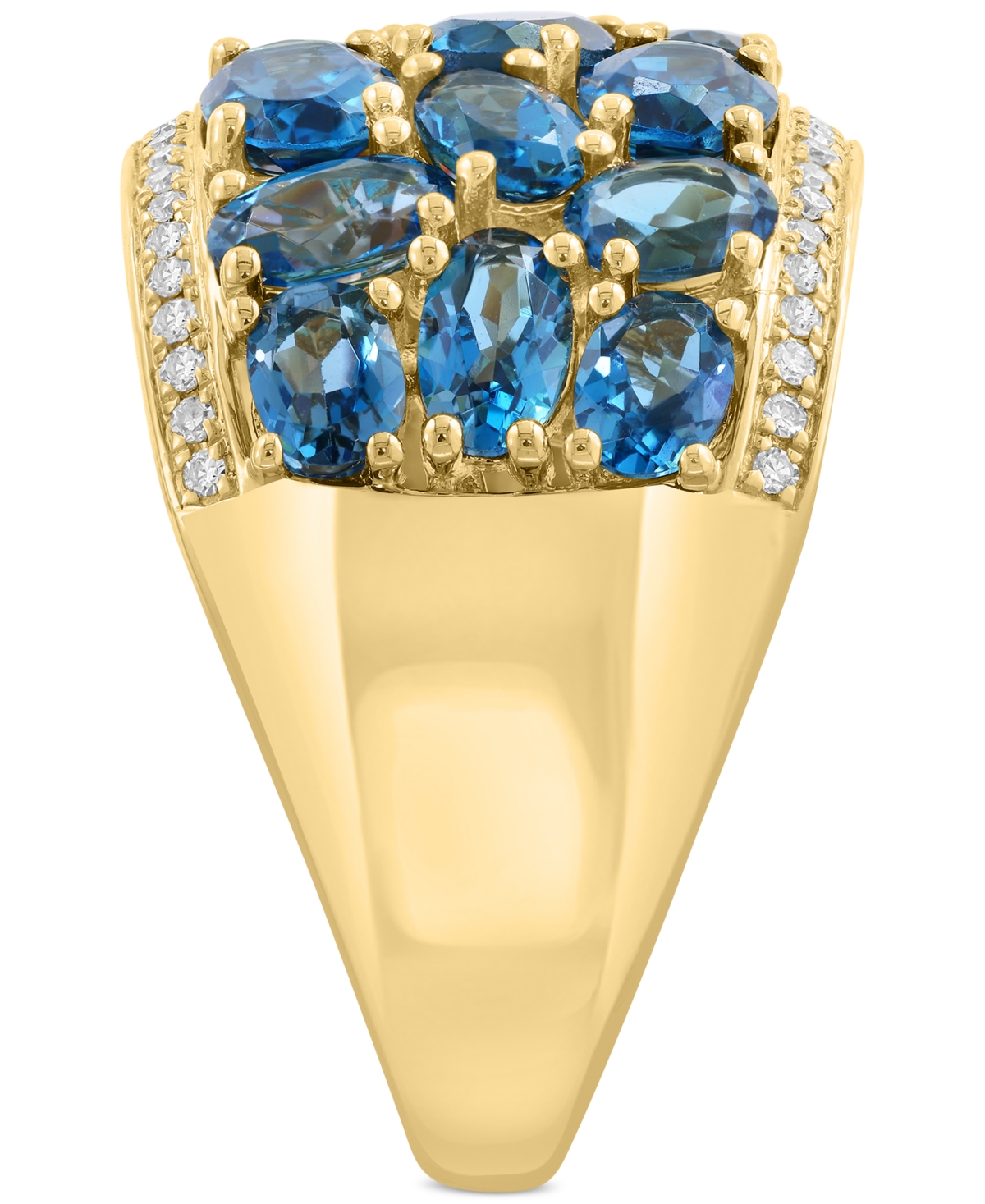 Effy Collection Effy London Blue Topaz (4-5/8 Ct. T.w.) & Diamond (1/6 Ct. T.w.) Cluster Ring In 14k Gold In Blue