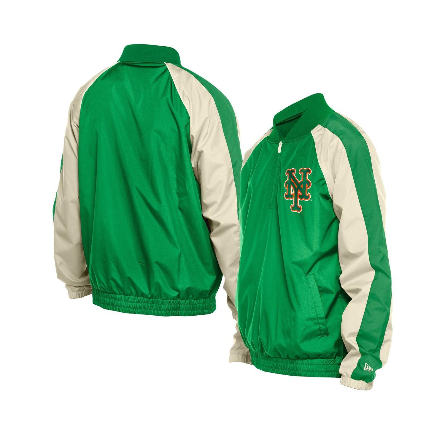 Men's Kelly Green New York Mets Ripstop Raglan Quarter-Zip Hoodie Windbreaker Jacket