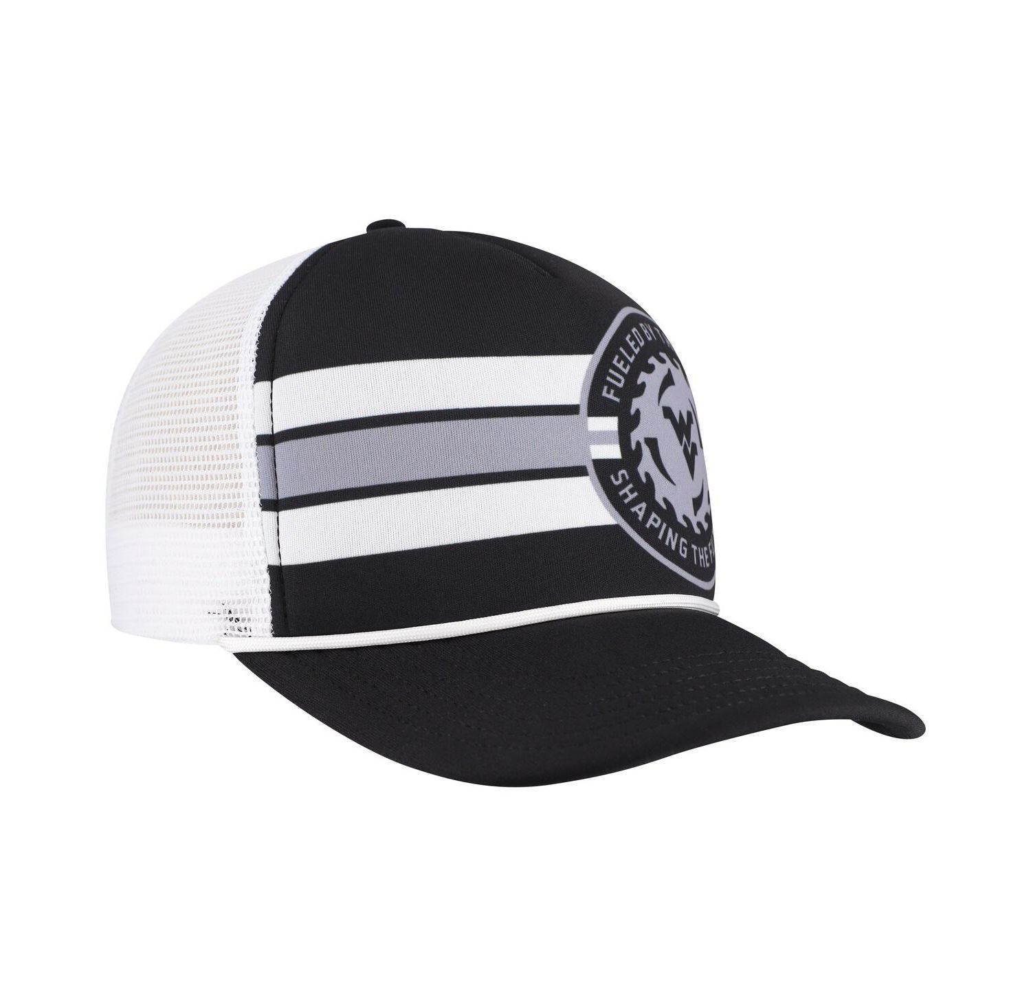 Men's Black West Virginia Mountaineers Built on Bravery Running Circle Trucker Adjustable Hat