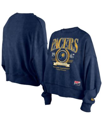 New Era - Women's Navy Indiana Pacers Hardwood Classics Enzyme Wash Oversized Boxy Pullover Sweatshirt