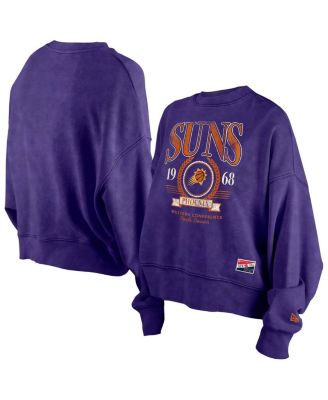 New Era - Women's Purple Phoenix Suns Hardwood Classics Enzyme Wash Oversized Boxy Pullover Sweatshirt