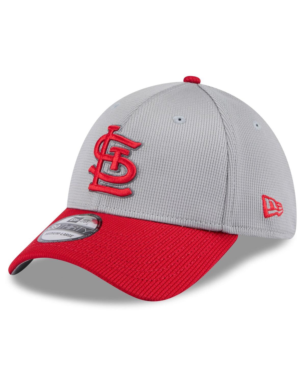New Era Men's Gray/red St. Louis Cardinals 2025 Batting Practice 39thirty Flex Hat In Gray,red