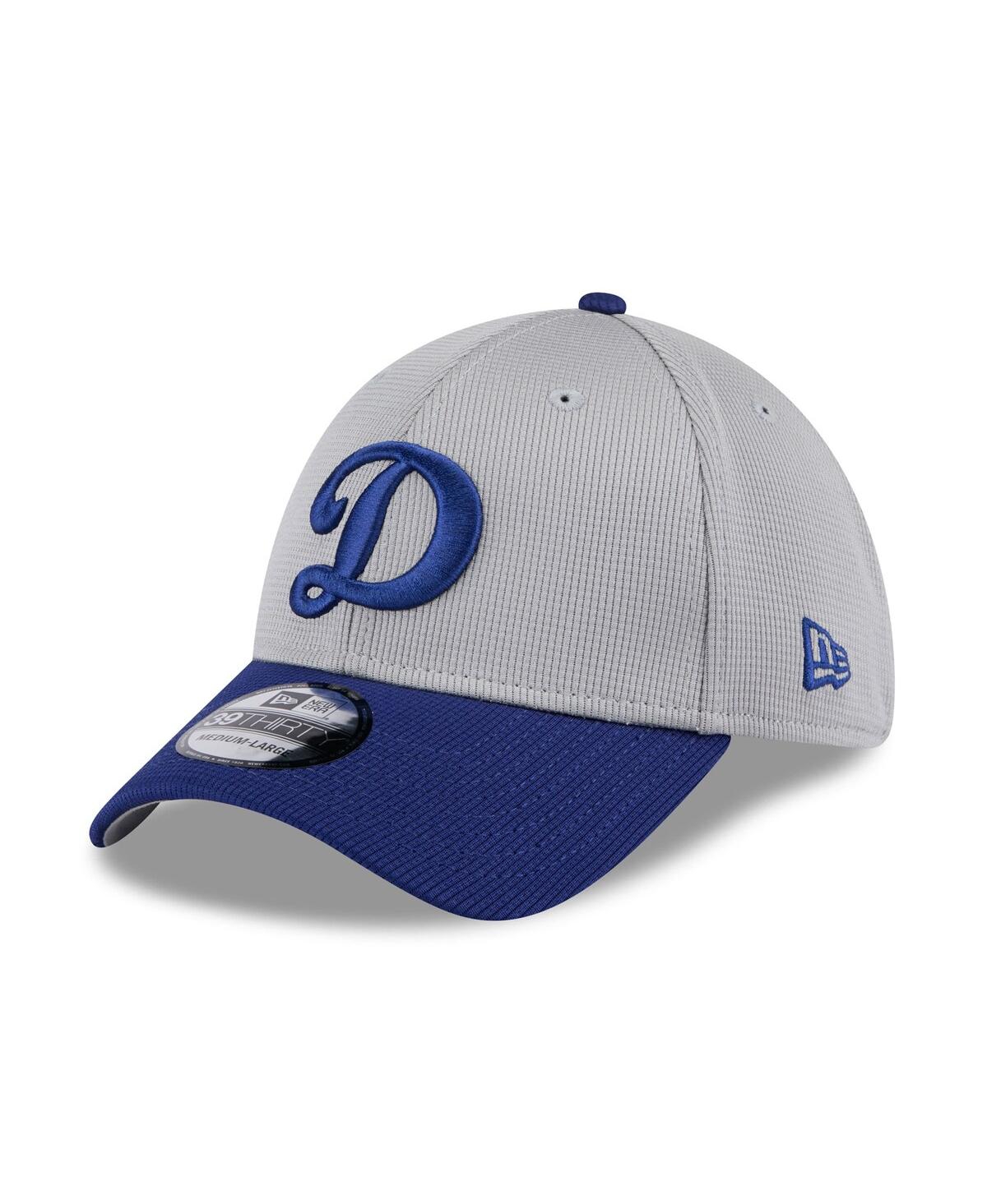 New Era Men's Gray/royal Los Angeles Dodgers 2025 Batting Practice 39thirty Flex Hat In Gray,royal