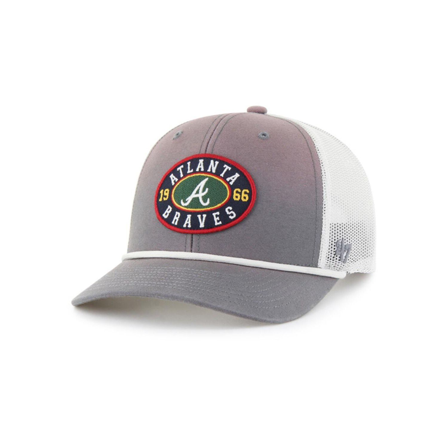 Men's Gray/White Atlanta Braves Tide Sweep Rope Trucker Adjustable Hat