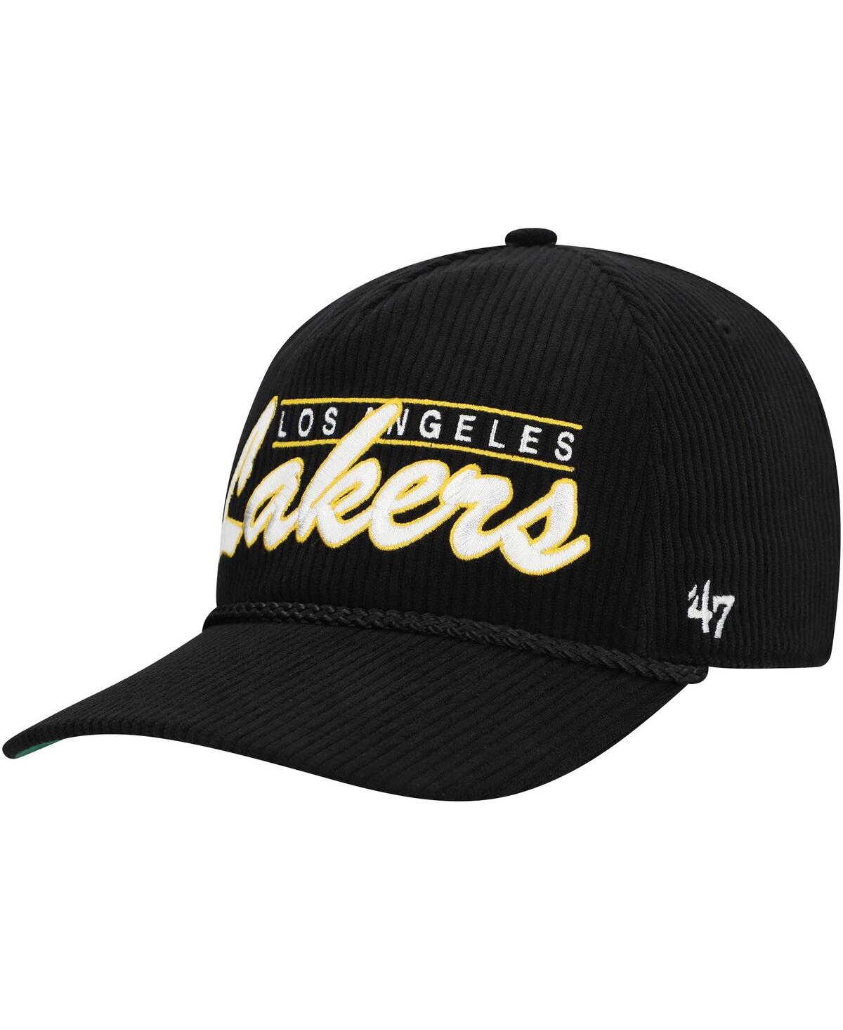 Shop 47 Brand Men's Black Los Angeles Lakers Double Header Sidepatch Cord Hitch Adjustable Hat
