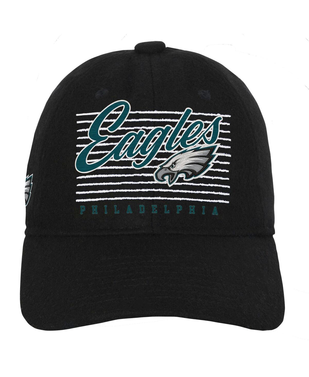 Outerstuff Big Boys And Girls Black Philadelphia Eagles Retro Wooly Adjustable Hat In Black