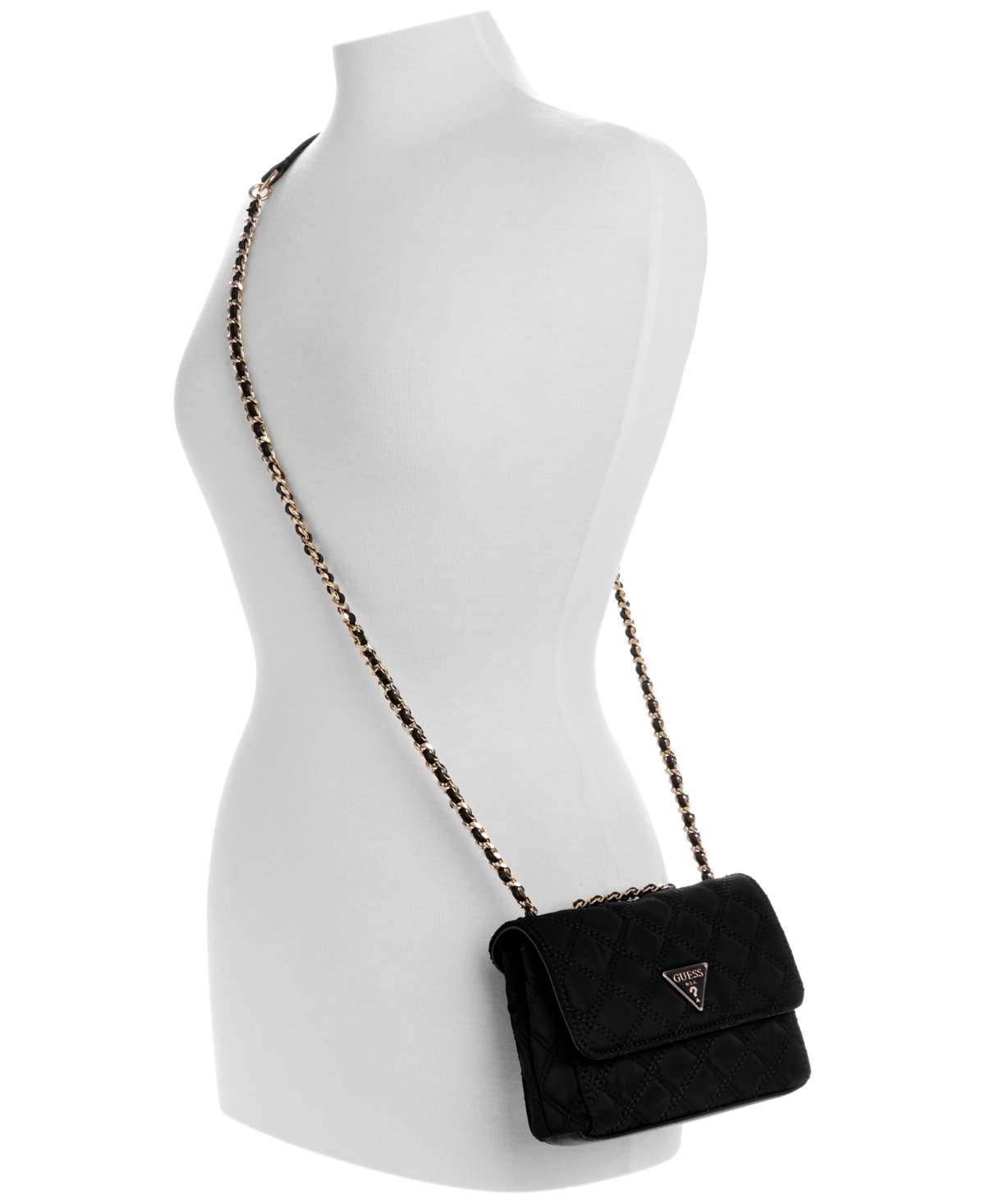 Guess Giully Mini Two-compartment Convertible Crossbody In Black