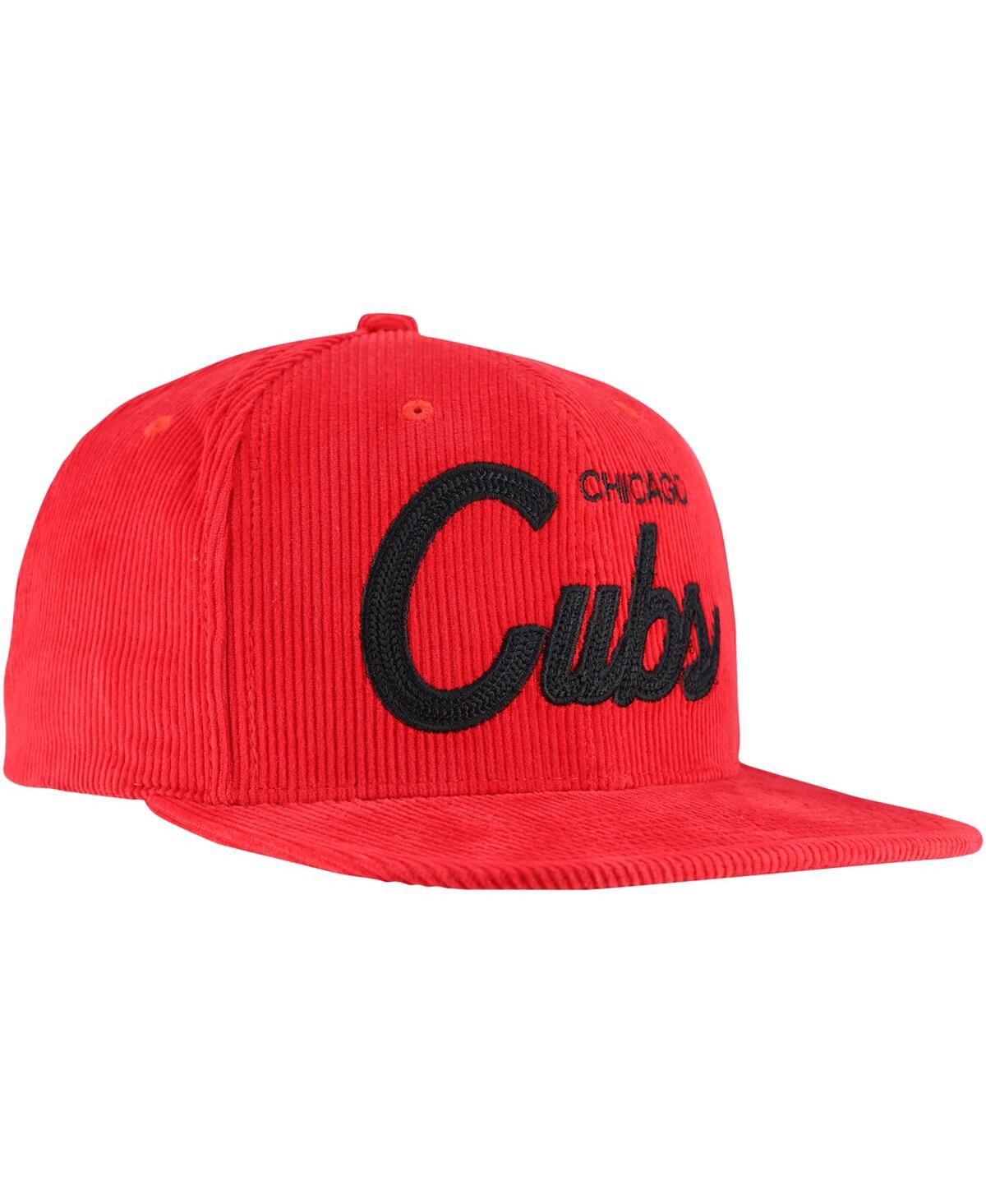Mitchell & Ness Men's Red Chicago Cubs Corduroy Snapback Hat In Red