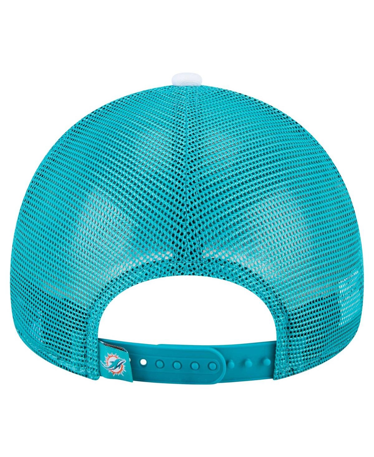 New Era Big Boys And Girls Aqua Miami Dolphins Sport Night Color Block 9forty A-frame Trucker Adjustable Hat In Aqua