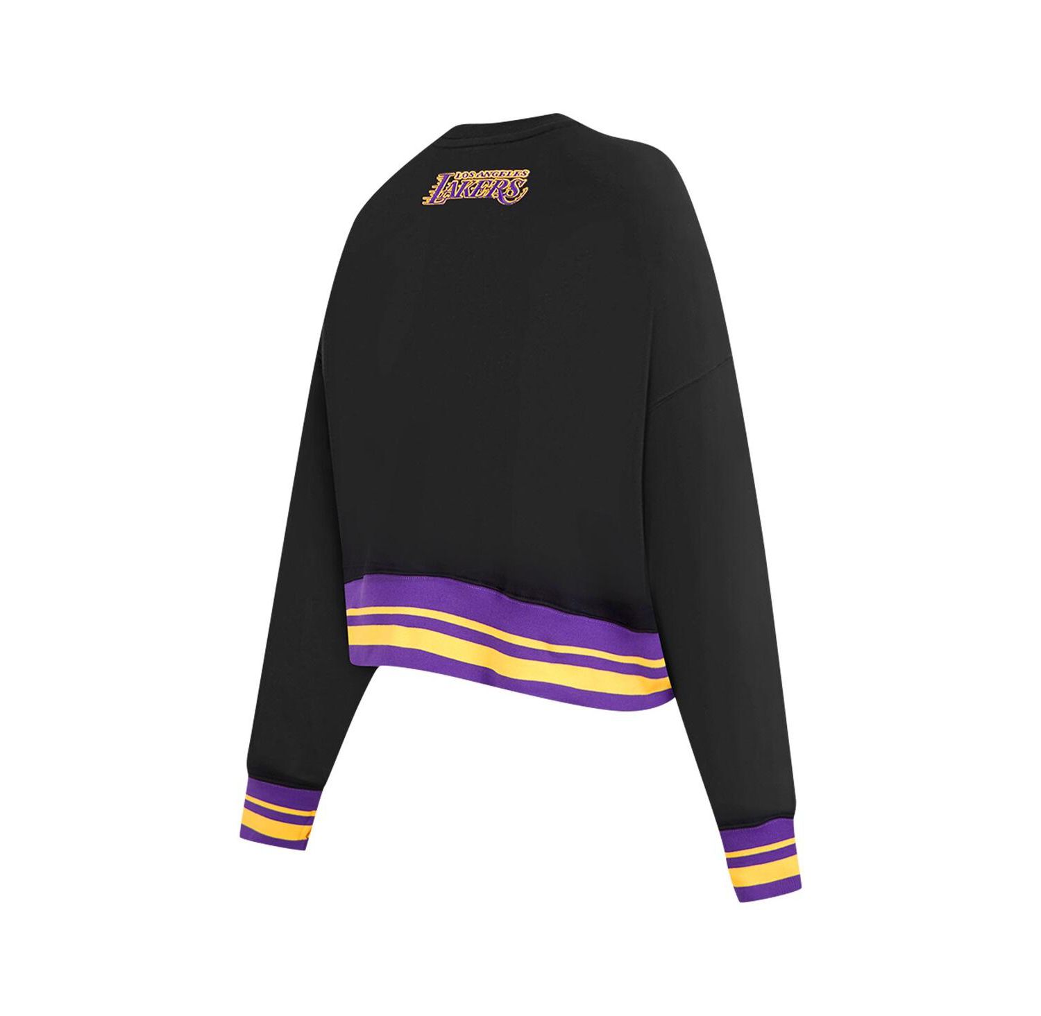 Women's Black Los Angeles Lakers Area Code Cropped Pullover Sweatshirt