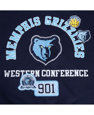 Women's Navy Memphis Grizzlies Area Code Cropped Pullover Sweatshirt