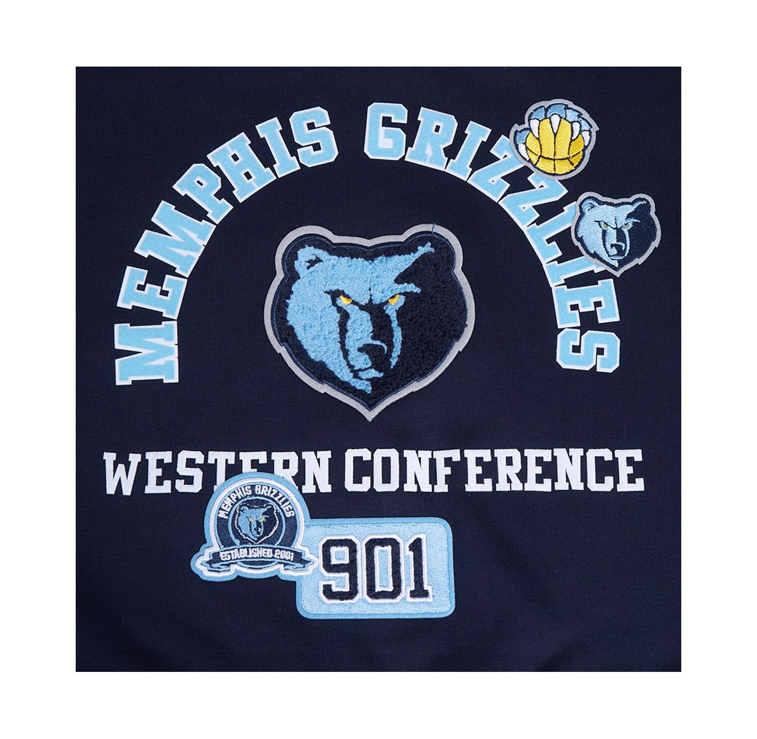 Women's Navy Memphis Grizzlies Area Code Cropped Pullover Sweatshirt