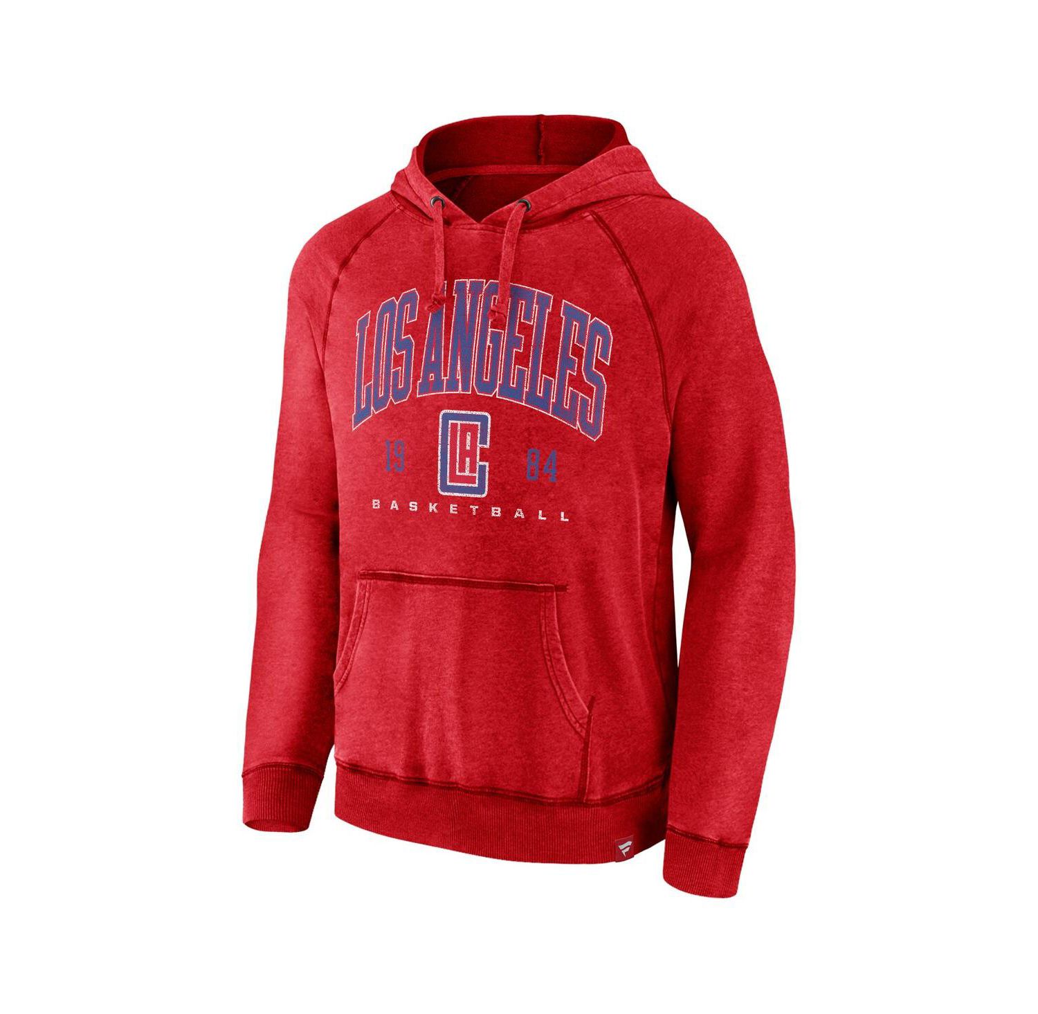 Men's Heather Red LA Clippers Foul Trouble Snow Wash Raglan Pullover Hoodie