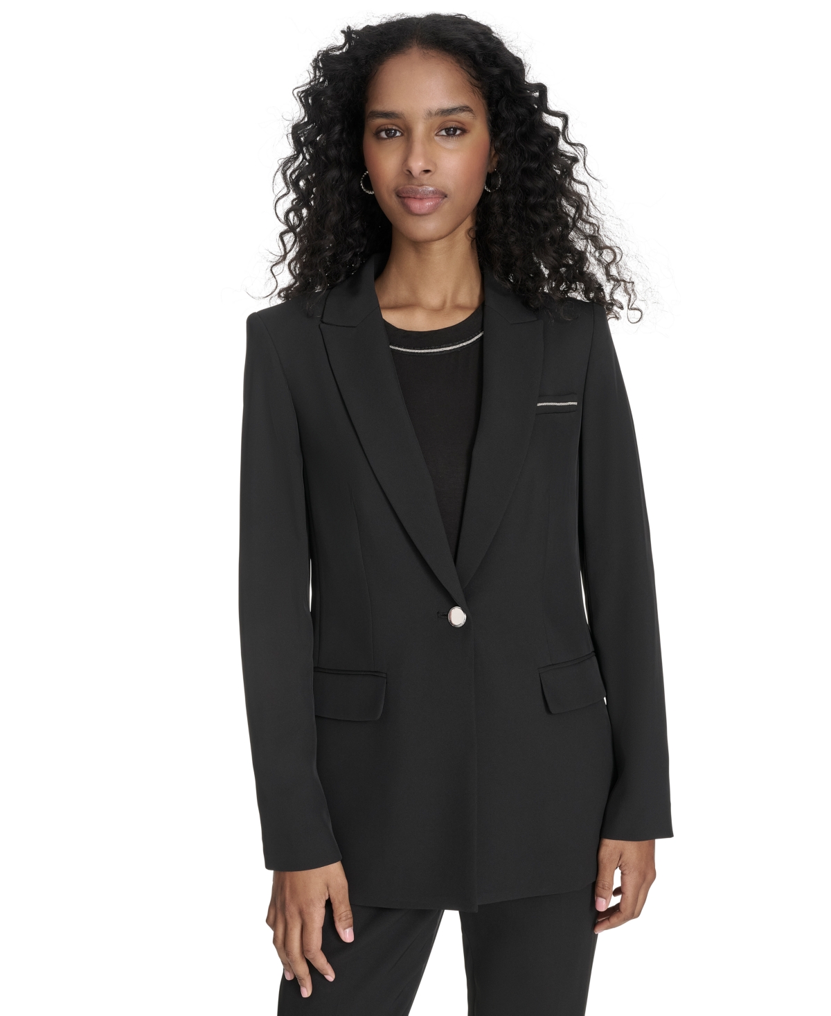 Calvin Klein Women's One-button Blazer In Black