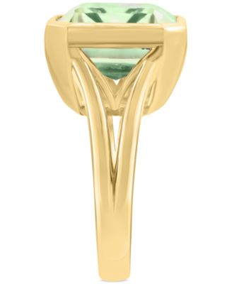EFFY&reg; Green Quartz Emerald-Cut Solitaire Ring (10-1/2 ct. t.w.) in 14k Gold-Plated Sterling Silver (Available in Amethyst)