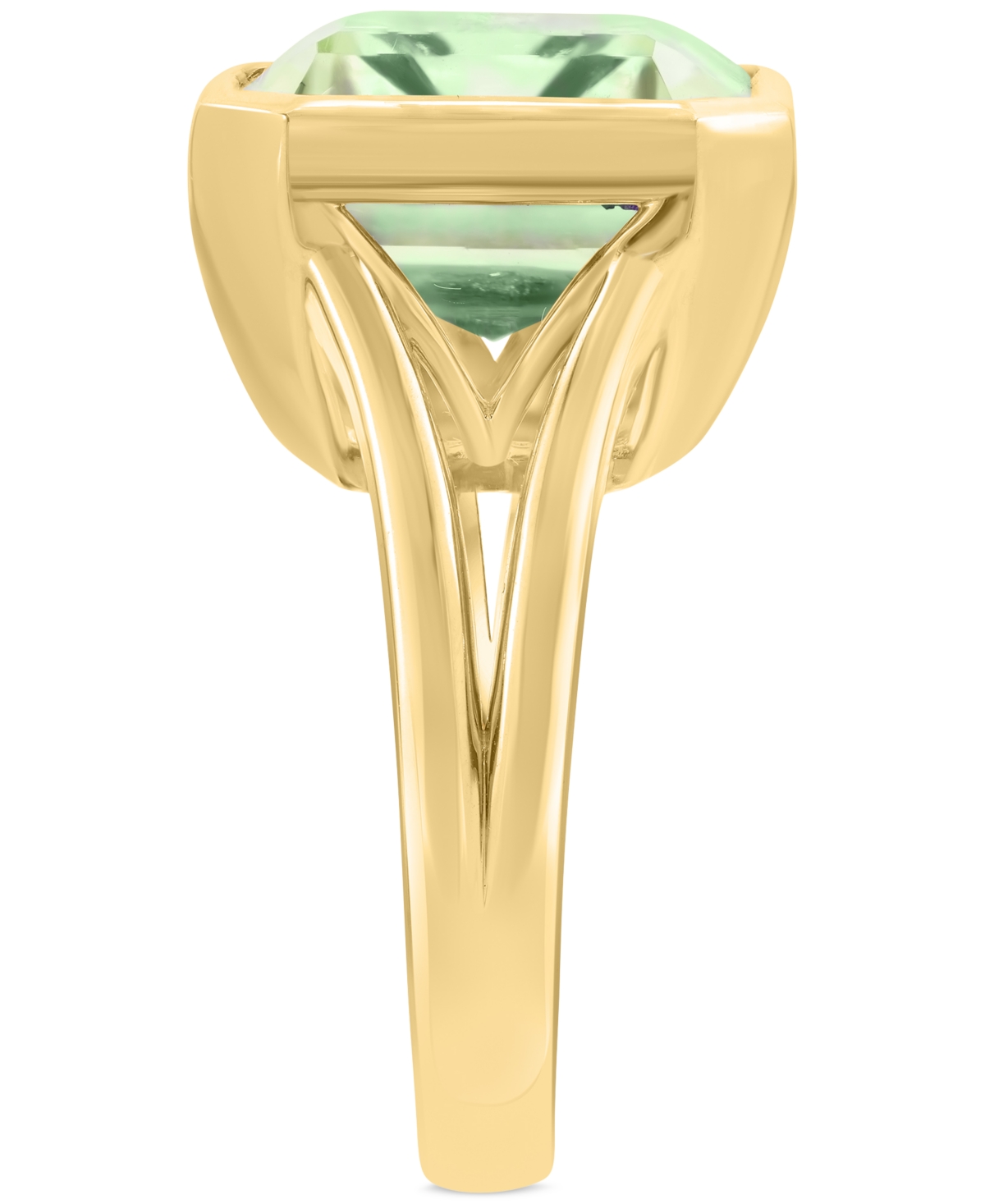 Effy Collection Effy Green Quartz Emerald-cut Solitaire Ring (10-1/2 Ct. T.w.) In 14k Gold-plated Sterling Silver (a