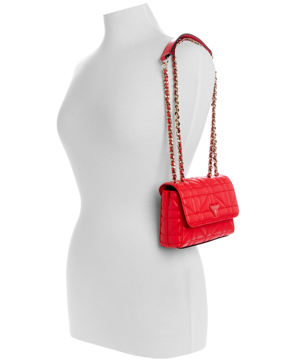 Shop Guess Edita Mini Convertible Crossbody Bag In Coral Red