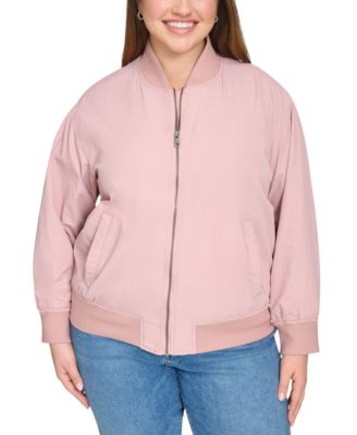 Trendy Plus Size Lightweight Zip-Front Bomber Jacket