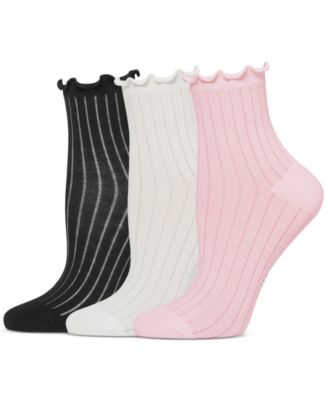 Hue - Women's 3-Pk. Sheer Ribbed Anklet Socks