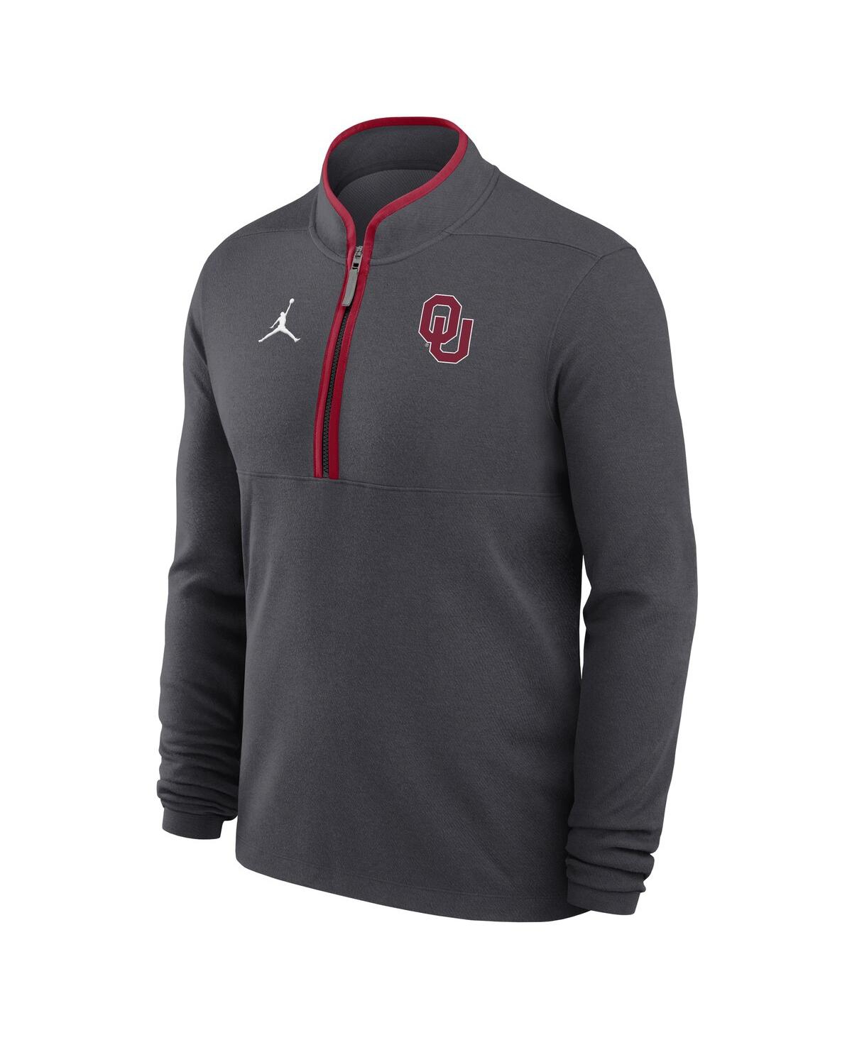 JORDAN MEN'S ANTHRACITE OKLAHOMA SOONERS VICTORY HALF-ZIP SWEATSHIRT 