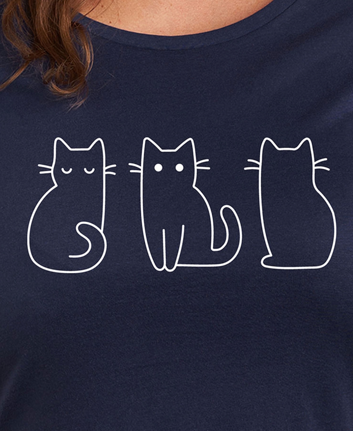 Hybrid Apparel Trendy Plus Size 3 Cats Size Graphic Crew Neck T-shirt In Blue