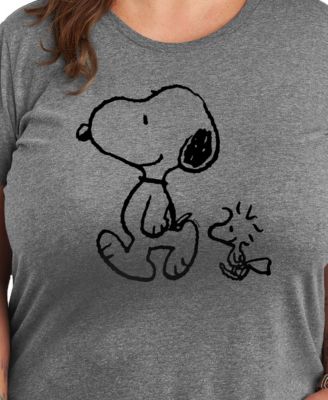 Trendy Plus Size Peanuts Snoopy Woodstock Walk Graphic Crew Neck T-Shirt